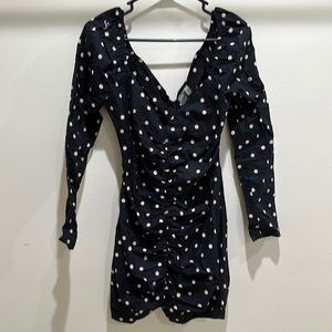 ASOS DESIGN sweetheart neck ruched front mini dress in polka dot